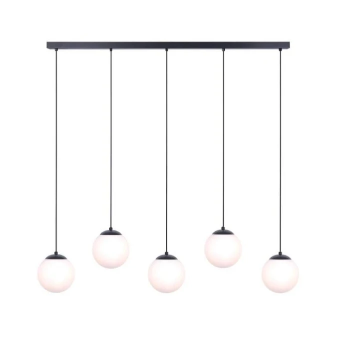 Lampa wisząca, zwisy regulowane na listwie CAMINA, szklane klosze K‑4747 Kaja Lighting