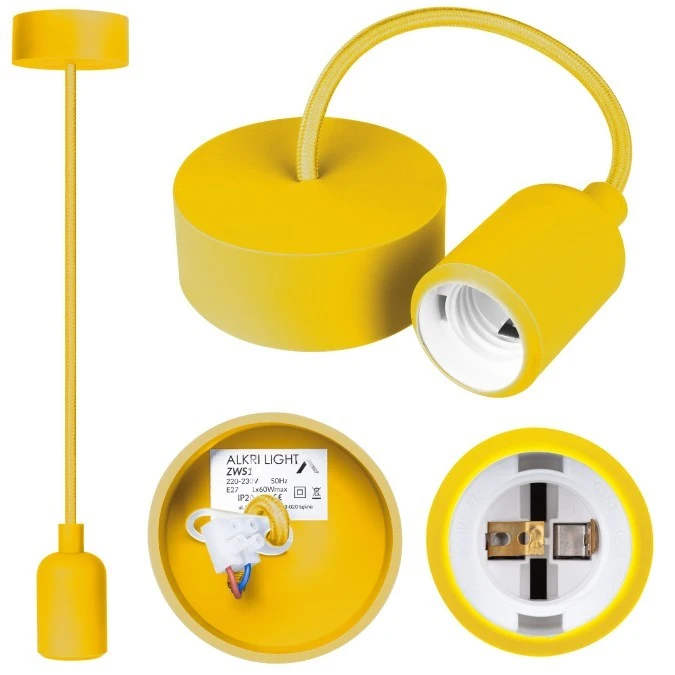 Lampa wisząca zwis sufitowy E27 silikonowa żółta