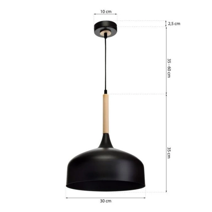 Lampa wisząca TAYLOR BLACK 1xE27 60W MLP6218 Milagro