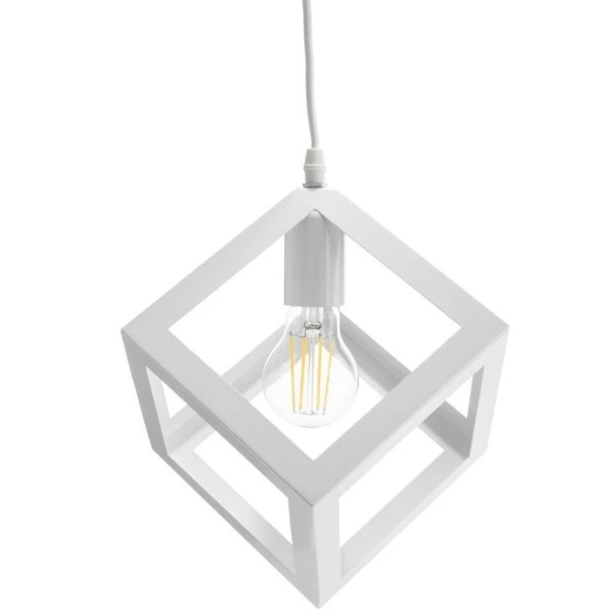Lampa wisząca TALUS geometryczna kwadrat ZWIS do LED Biała 1x E27 LUMILED