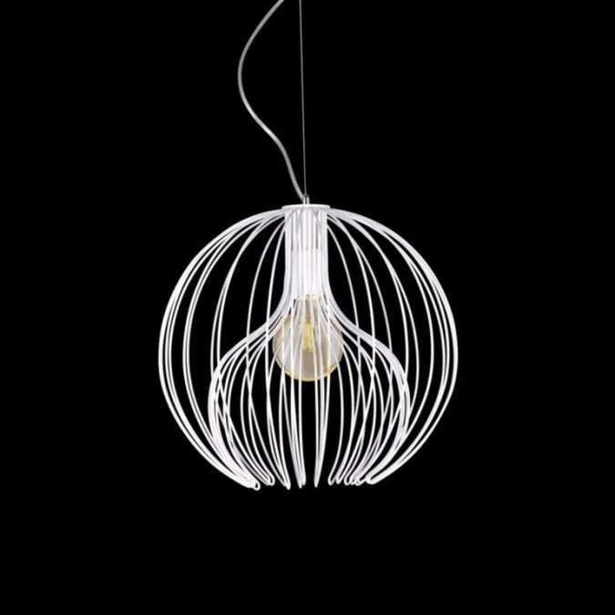 Lampa wisząca TORI biała, druciana klatka klosz na E27 K‑3405 BIAŁY Kaja Lighting
