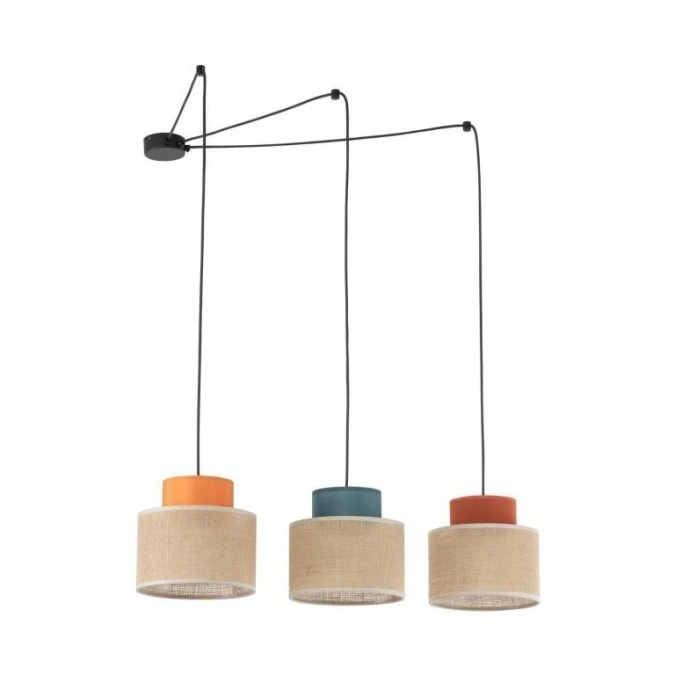 Lampa wisząca typu pająk z 3 kloszami DUO JUTA MIX na E27 3140 TK Lighting