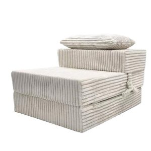 Materac turystyczny składany fotel 200x70x15cm sztruks beż 608666