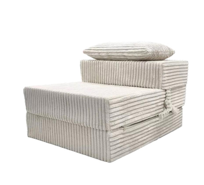 Materac turystyczny składany fotel 200x70x15cm sztruks beż 608666