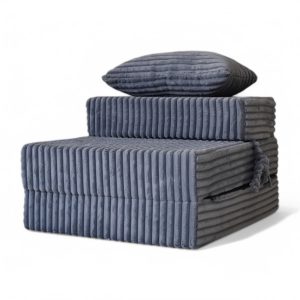 Materac turystyczny składany fotel 200x70x15cm sztruks grafit 608663