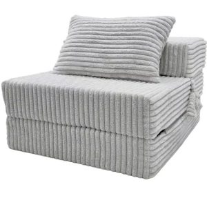 Materac turystyczny składany fotel 200x70x15cm sztruks szary 608667