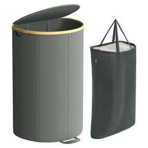 Materiałowy kosz na pranie 90 l szary z wkładem 989414