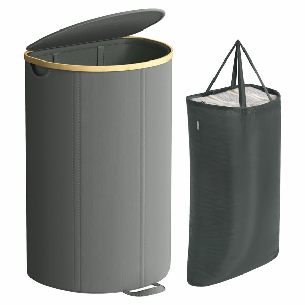 Materiałowy kosz na pranie 90 l szary z wkładem 989414