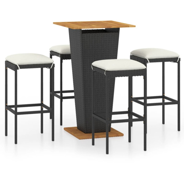 Meble barowe do ogrodu Czarny 60 cm table length Technorattan vidaXL 313424