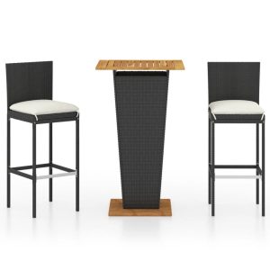 Meble barowe do ogrodu Czarny 60 cm table length Technorattan vidaXL 313426