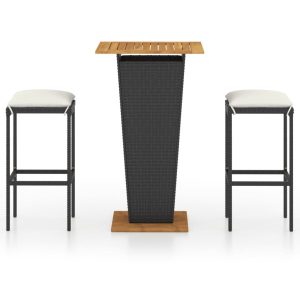 Meble barowe do ogrodu Czarny 60 cm table length Technorattan vidaXL 313435