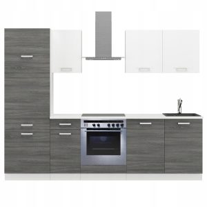 Meble Do Kuchni Zestaw Mebli Kuchennych Mały Aneks Biały Dąb Ribbeck 260 cm 507773 Meble Do Kuchni Zestaw Mebli Kuchennych Mały Aneks Biały Dąb Ribbeck 260 cm 507773