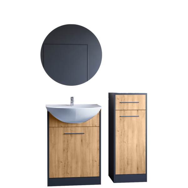Meble do łazienki NESTA MINI czarny / dąb artisan 300825