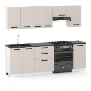 Meble Kuchenne Lizbona Zestaw 240cm Kaszmir / Beż Modułowe Szafki 719057 Meble Kuchenne Lizbona Zestaw 240cm Kaszmir / Beż Modułowe Szafki 719057