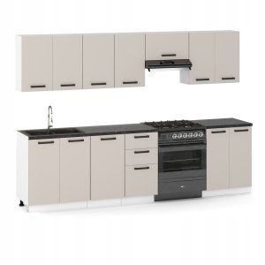 Meble Kuchenne Mediolan Zestaw 280cm Kaszmir / Beż Modułowe Szafki 719134 Meble Kuchenne Mediolan Zestaw 280cm Kaszmir / Beż Modułowe Szafki 719134