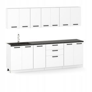 Meble Kuchenne Milan 1 Zestaw 260cm Biały Mat Modułowe Szafki 647800 Meble Kuchenne Milan 1 Zestaw 260cm Biały Mat Modułowe Szafki 647800