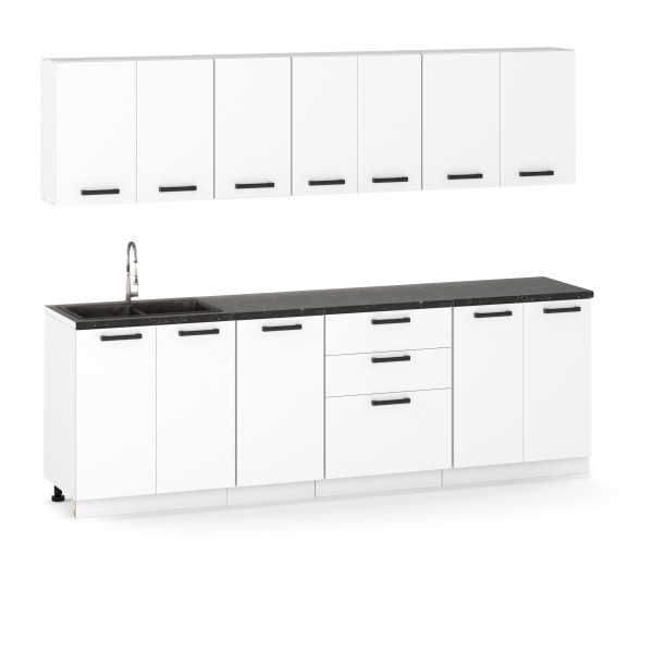 Meble Kuchenne Milan 1 Zestaw 260cm Biały Mat Modułowe Szafki 647800