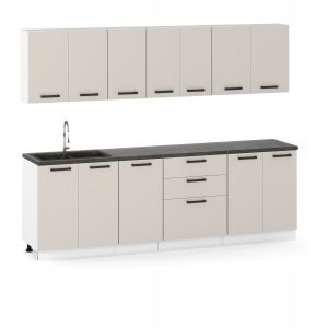 Meble Kuchenne Milan 1 Zestaw 260cm Kaszmir / Beż Modułowe Szafki 647801 Meble Kuchenne Milan 1 Zestaw 260cm Kaszmir / Beż Modułowe Szafki 647801
