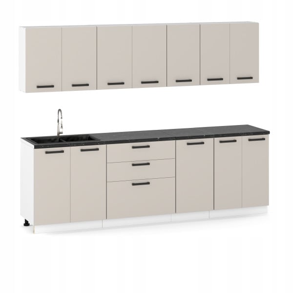 Meble Kuchenne Milan 2 Zestaw 260cm Kaszmir / Beż Modułowe Szafki 719241