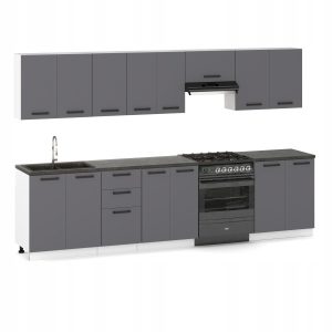 Meble Kuchenne Milan Zestaw 320cm Antracyt Modułowe Szafki 565788 Meble Kuchenne Milan Zestaw 320cm Antracyt Modułowe Szafki 565788