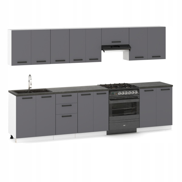 Meble Kuchenne Milan Zestaw 320cm Antracyt Modułowe Szafki 565788