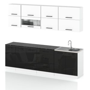 Meble kuchenne nowoczesne robo lux 2.6m biały czarny połysk 387939 Meble kuchenne nowoczesne robo lux 2.6m biały czarny połysk 387939