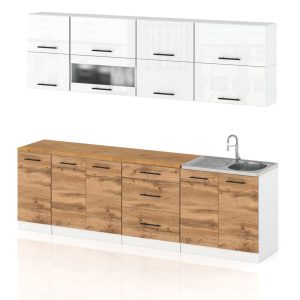 Meble kuchenne nowoczesne robo lux 2.6m biały połysk wotan 387996 Meble kuchenne nowoczesne robo lux 2.6m biały połysk wotan 387996