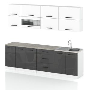 Meble kuchenne nowoczesne robo lux 2.6m biały szary połysk 387981