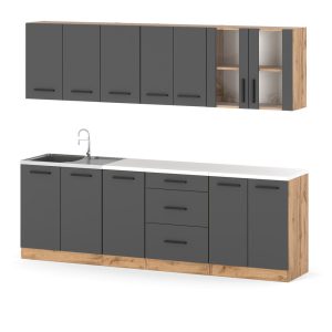 Meble kuchenne remino 2.6m kuchnia zestaw modułowy szara mat 387986 Meble kuchenne remino 2.6m kuchnia zestaw modułowy szara mat 387986