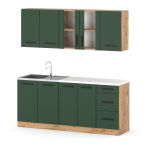 Meble kuchenne rest 2.0m modułowy komplet butelkowa zieleń 388927 Meble kuchenne rest 2.0m modułowy komplet butelkowa zieleń 388927