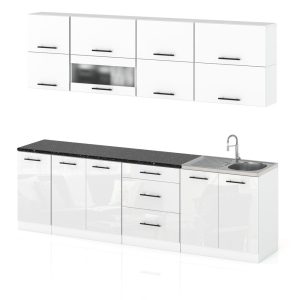 Meble kuchenne robo lux 2.6m modułowe biały mat biały połysk 388009 Meble kuchenne robo lux 2.6m modułowe biały mat biały połysk 388009