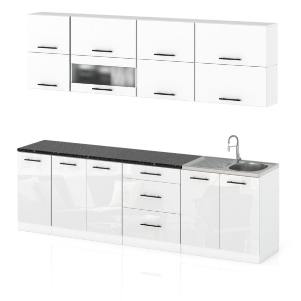 Meble kuchenne robo lux 2.6m modułowe biały mat biały połysk 388009