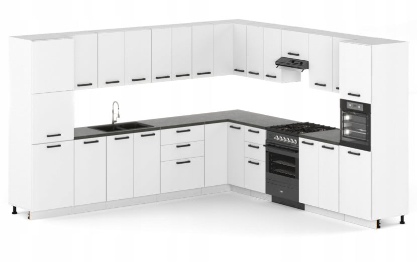 Meble Kuchenne Walencja Zestaw Narożny 580cm Biały Mat Modułowe Szafki 719105