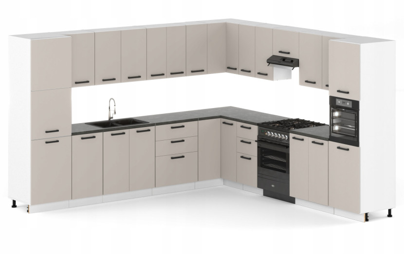 Meble Kuchenne Walencja Zestaw Narożny 580cm Kaszmir / Beż Modułowe Szafki 719108