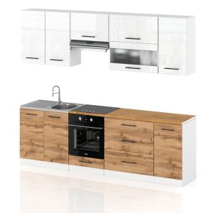Meble kuchenne zestaw marocco 2.6m biały połysk dąb wotan 387906 Meble kuchenne zestaw marocco 2.6m biały połysk dąb wotan 387906