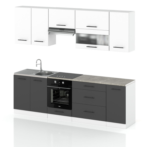 Meble kuchenne zestaw marocco 2.6m modułowy biały szary mat 387965
