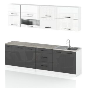 Meble kuchenne zestaw robo lux 2.6m biały szary połysk 387912 Meble kuchenne zestaw robo lux 2.6m biały szary połysk 387912