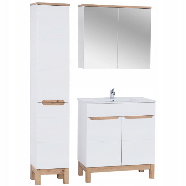 Meble łazienkowe BALI WHITE z umywalką 80 i kosz na pranie 335656