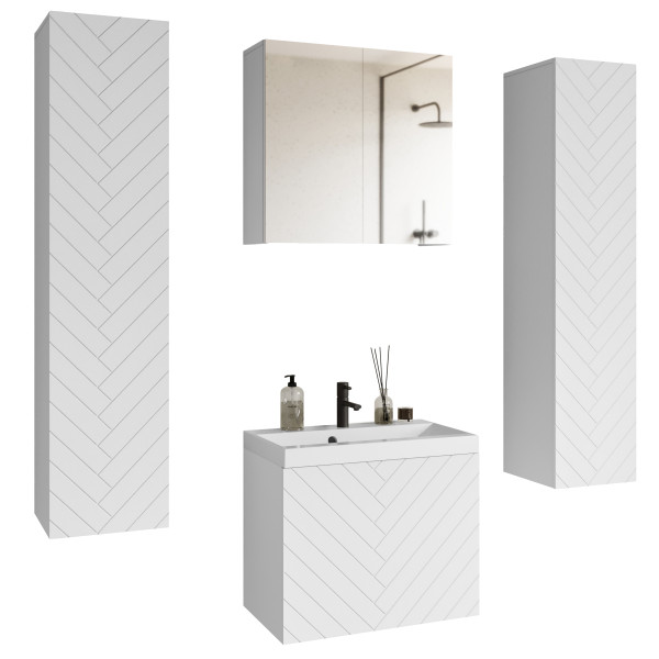 Meble łazienkowe biały/biały MDF wzór M3 - NANDO XL 254150