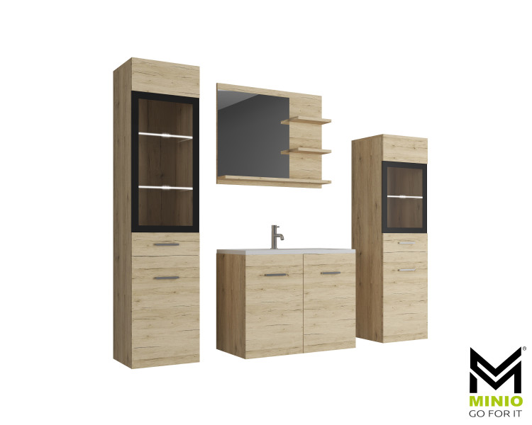 Meble łazienkowe dąb san remo z LED-MARIT I 261756