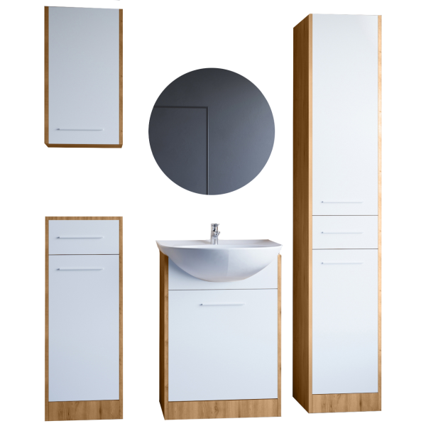 Meble łazienkowe SILDO dąb artisan / biały laminat 307054