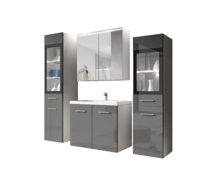 Meble Łazienkowe Udine + Umywalka + Lustro Witryna 878695
