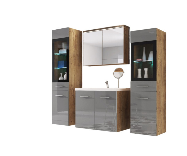 Meble Łazienkowe Udine + Umywalka + Lustro Witryna 878709