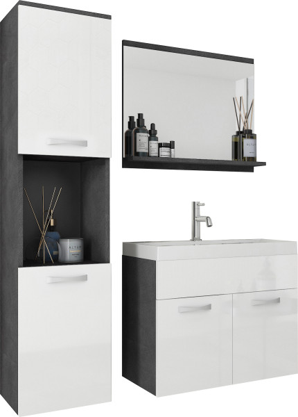 Meble łazienkowe w kolorze matera / biały połysk - MONTANA 249988