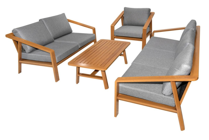 Meble Ogrodowe Aluminiowe Dwie Sofy + Fotel + Stolik 537519