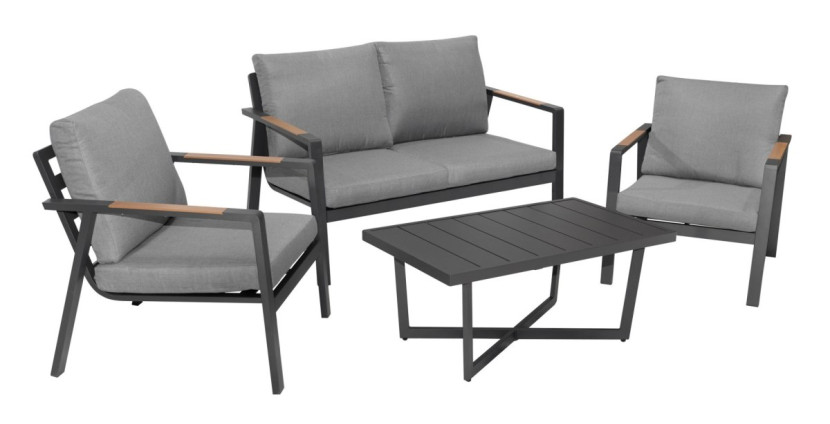 Meble Ogrodowe Aluminiowe Sofa + Dwa Fotele + Stolik 537523