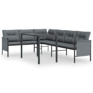 Meble ogrodowe Antracyt Stal Table + corner vidaXL 372145 Meble ogrodowe Antracyt Stal Table + corner vidaXL 372145