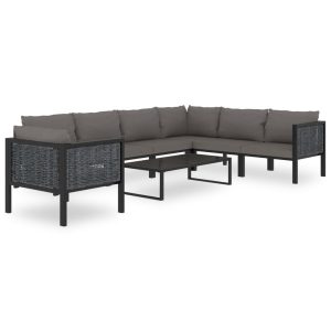 Meble ogrodowe Antracyt Technorattan 3x narożna + 3x sofa środkowa + 314089 Meble ogrodowe Antracyt Technorattan 3x narożna + 3x sofa środkowa + 314089
