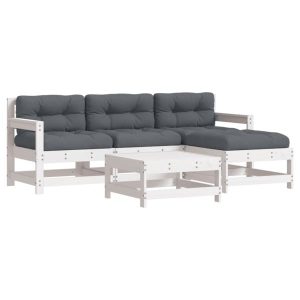 Meble ogrodowe Biały Drewno vidaXL 486016 Meble ogrodowe Biały Drewno vidaXL 486016