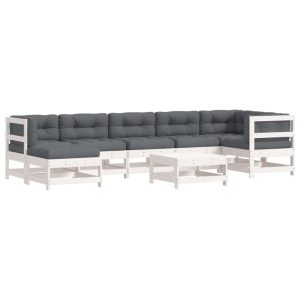 Meble ogrodowe Biały Drewno vidaXL 507885 Meble ogrodowe Biały Drewno vidaXL 507885